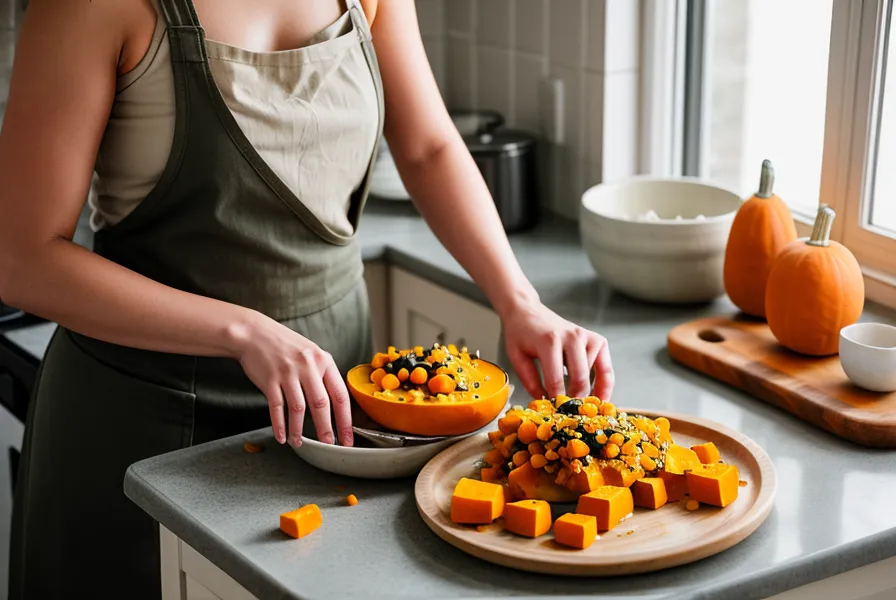 Balanza de cocina pesando una porción de pollo cocido para la nutrición felina antes de un viaje largo