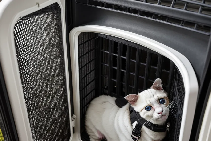 Detalle de las rejillas de ventilación de un transportín para mascotas seguro.