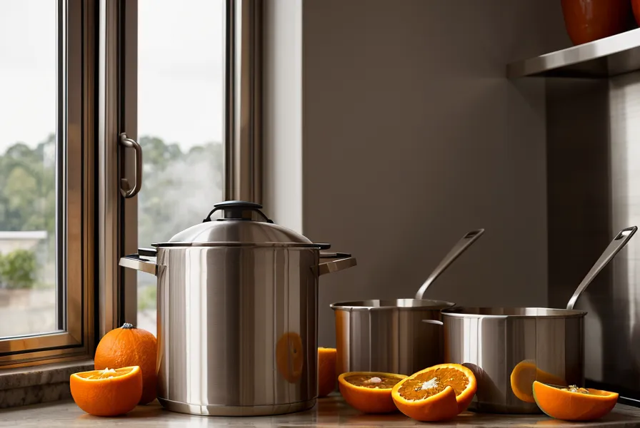 Cocinando zapallo e hígado al vapor en una olla de acero inoxidable.