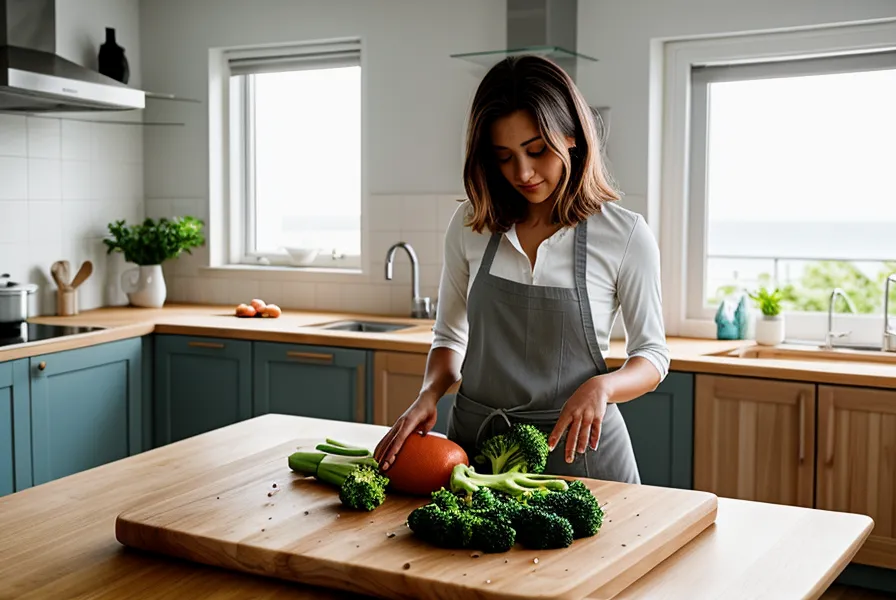 Pelando el tallo del brócoli para aprovechar su parte tierna y nutritiva
