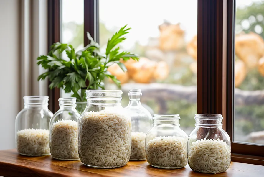 Contenedores de vidrio con porciones preparadas de comida casera para perro para la semana.